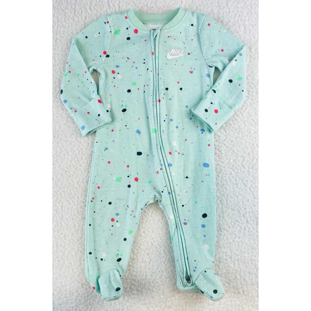 NIKE • Mint/Multi Dotted Sleeper Footie Pajamas, 6M - Picture 12 of 15
